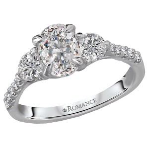 3 Stone Semi-Mount Diamond Ring