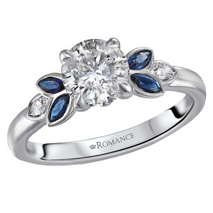 Sapphire and Diamond Semi-Mount Ring