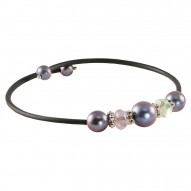 Black FW Pearl and Amethyst Bangle