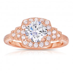 Round Cut Halo Diamond Vintage Engagement Ring