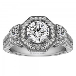 Round Cut Halo Diamond Vintage Engagement Ring