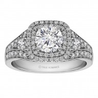 Round Cut Double Halo Diamond Vintage Engagement Ring