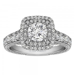 Round Cut Halo Diamond Vintage Engagement Ring