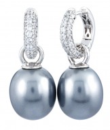 Pearl Hoops Grey Earrings