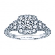 Rm1360cu -14k White Gold Cushion Cut Halo Diamond Vintage Engagement Ring