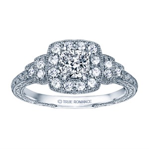Rm1360cu -14k White Gold Cushion Cut Halo Diamond Vintage Engagement Ring