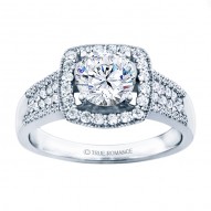 Rm1375-14k White Gold Halo Engagement Ring