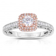 Rm1434rrs -14k Rose Gold Round Cut Double Halo Diamond Vintage Engagement Ring