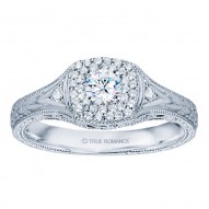 Rm1435-14k White Gold Vintage Engagement Ring