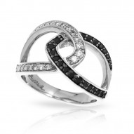 Duet Collection In Sterling Silver Whtblk/Cz Ring