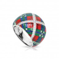 Tartan Collection In Sterling Silver Red/Blue/Grnten/Cz Ring