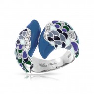 Love In Plume Collection In Sterling Silver Tur/Blueen/Cz.Black Ring