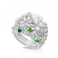 Jardin Collection In Sterling Silver White/En/ White/Cz Ring
