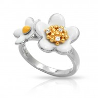 Daisy Collection In Chain Sterling Silver Rosegold_White En Ring