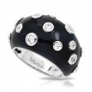 Glitter Collection In Sterling Silver En_Blk/Cz_White Ring