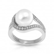 Claire Collection In Sterling Silver Wht/Pearl/Wht/Cz Ring