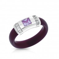 Celine Collection In Sterling Silver Plum/Ru/Amethyst/Cz Ring