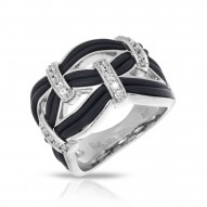 Riviera Collection In Sterling Silver Blk/En/White /Cz Ring