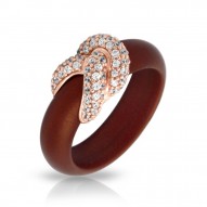 Ariadne Collection In Sterling Silver Rub.Brn/Rosegold/Cz.White Ring