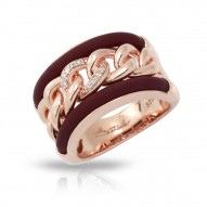 Liaison Collection In Sterling Silver Brn/Rosegold/Cz.White Ring