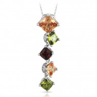 Destiny Collection In Sterling Silver Cz.Cham Cz.Green/Cz.Coffee Pendant