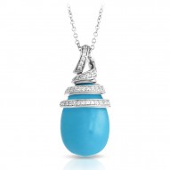 Eden Collection In Sterling Silver /Syn. Turquoise/Cz.White Pendant