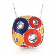 Nova Collection In Sterling Silver Summer Org/Yel/Blue/Red/Cz Earring