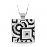 Geometrica Collection In Sterling Silver Blk_White /En/White /Cz Pendant