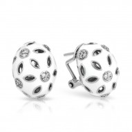 Charlotte Collection In Sterling Silver White En/Cz.White Earring