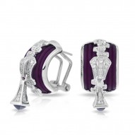 Roxie Collection In Sterling Silver Plum/Ru/White /Cz Earring