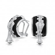 Roxie Collection In Sterling Silver Blk/Ru/White /Cz Earring