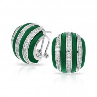 Intermezzo Collection In Sterling Silver Emerald/Ru/White /Cz Earring