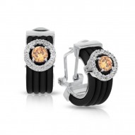 Circa Collection In Sterling Silver /Blk/Ru/ Champagne/Cz Earring