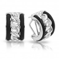 Liaison Collection In Sterling Silver Rub.Blk/Cz.White Earring