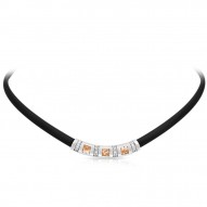 Celine Collection In Sterling Silver Blk/Ru/Champ/Cz Necklace