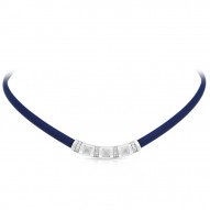Celine Collection In Sterling Silver /Blue/Ru/ Milkstone/Cz Necklace