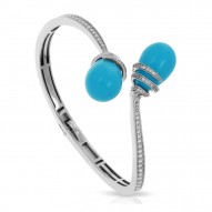 Eden Collection In Sterling Silver /Syn. Turquoise/Cz.White Bangle