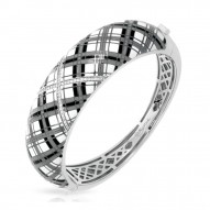 Tartan Collection In Sterling Silver White /Gray/Blken/Cz Bangle