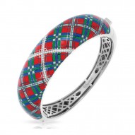 Tartan Collection In Sterling Silver Red/Blue/Grnten/Cz Bangle
