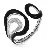 Vapeur Collection In Sterling Silver Blacken/Cz.White Bangle