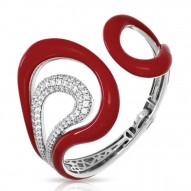 Vapeur Collection In Sterling Silver Reden/Cz.White Bangle