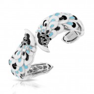 Love In Plume Collection In Sterling Silver White /Blueen/Cz.Black Bangle