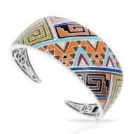 Sedona Collection In Sterling Silver Org_Brw/En/White /Cz Bangle