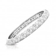 Harlequin Collection In Sterling Silver En_White /White _Cz Bangle