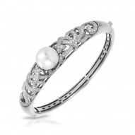 Fiona Collection In Sterling Silver Wht/Pearl/Wht/Cz Bangle
