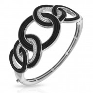 Unity Collection In Sterling Silver Blk/Ru/White /Cz Bangle