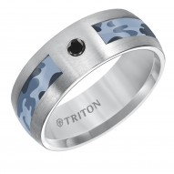 Comfort Fit Tungsten Carbide Camo Inlay Band with Diamond Detail