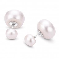 Front Back Button Pearl Earrings