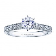 Rm1118-14k White Gold Vintage Engagement Ring