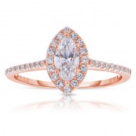 Rm1301m-14k Rose Gold Marquise Cut Halo Diamond Engagement Ring